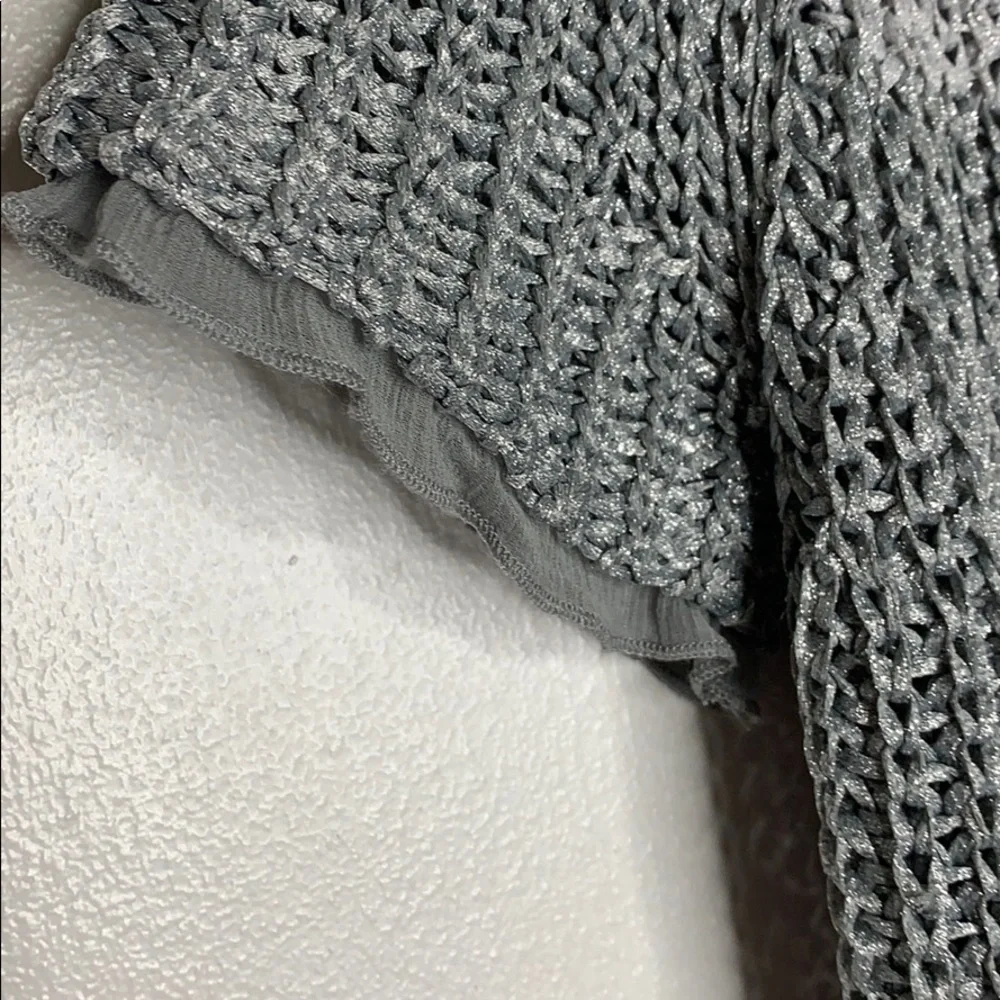 Chico’s Metallic‎ Silver Gray Open Cardigan